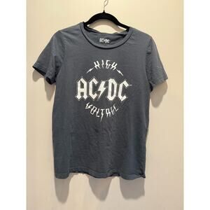 AC/DC Women’s M Gray High Voltage Rocker Tee Shirt